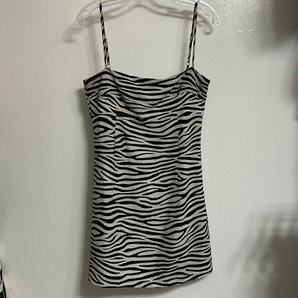 Zebra Mini Dress with Spaghetti Straps
